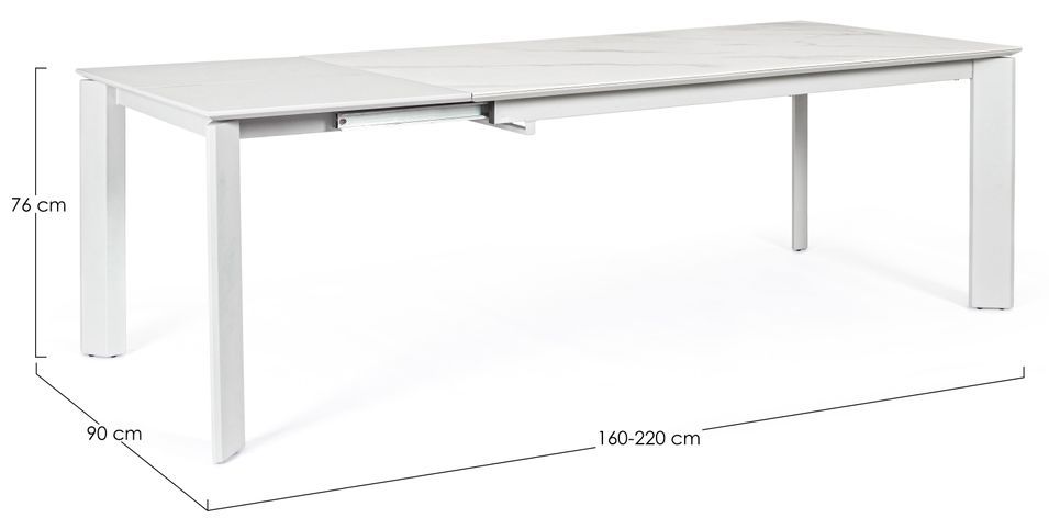 Table extensible blanche en céramique et acier Kerry 160/220 cm - Photo n°7