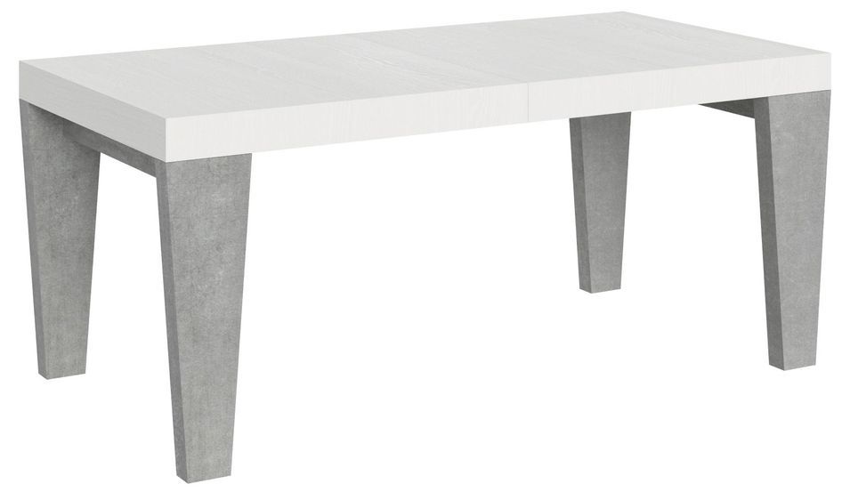 Table extensible blanche et pieds bois gris béton 6 à 20 places Kristo 180 à 440 cm - Photo n°1