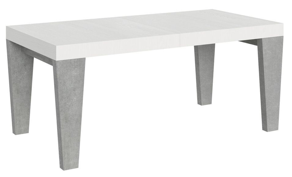 Table extensible blanche et pieds gris béton 6 à 12 personnes Kristo L 180 à 284 cm - Photo n°1