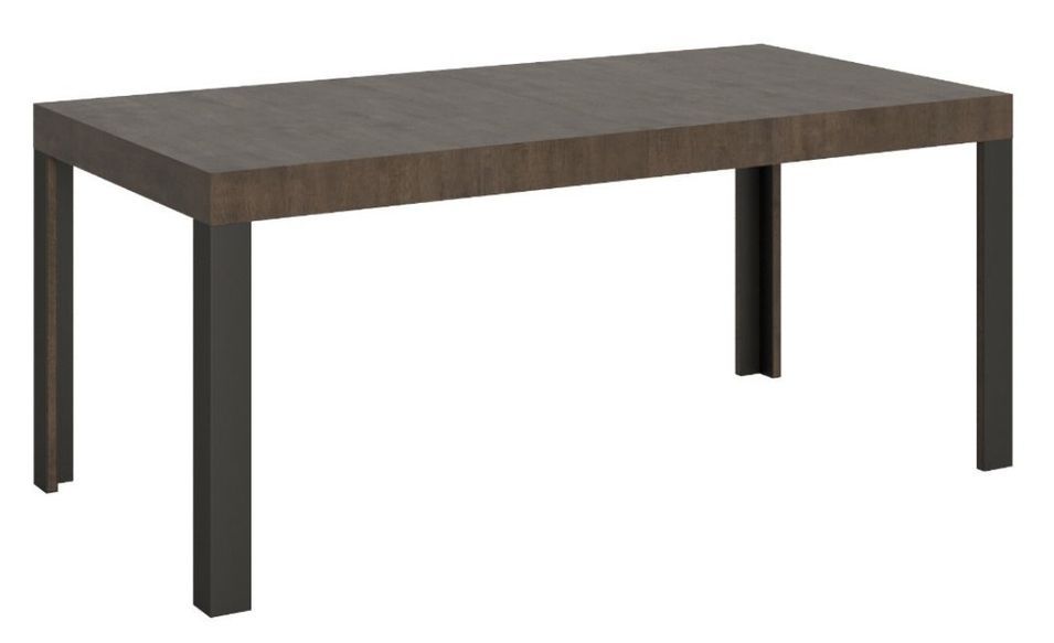 Table extensible bois avec 4 pieds bois et acier anthracite Liva - Photo n°1