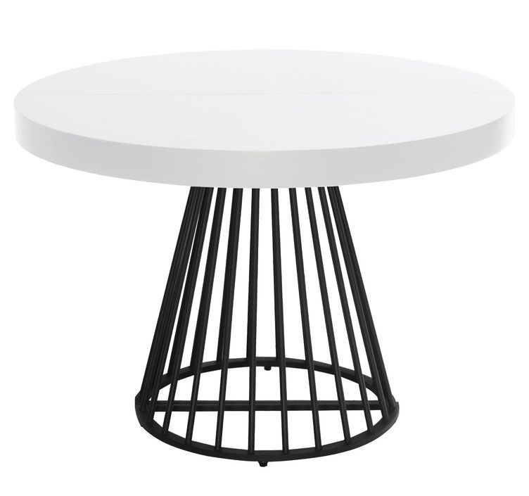 Table extensible bois blanc et pieds métal noir Erry 110/260 cm - Photo n°1