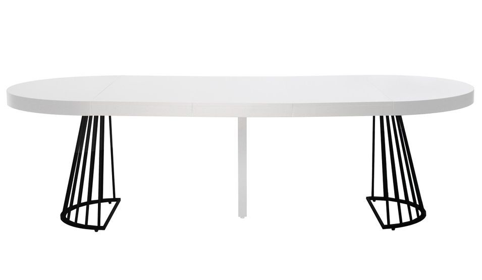 Table extensible bois blanc et pieds métal noir Erry 110/260 cm - Photo n°2