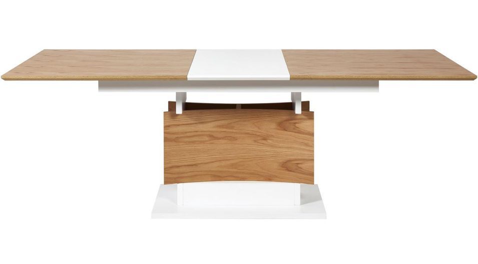 Table extensible bois chêne clair et laqué blanc Yaga 180/230 cm - Photo n°3