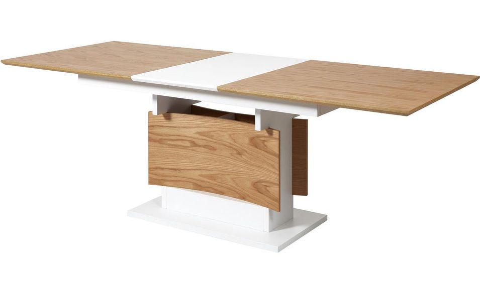 Table extensible bois chêne clair et laqué blanc Yaga 180/230 cm - Photo n°4