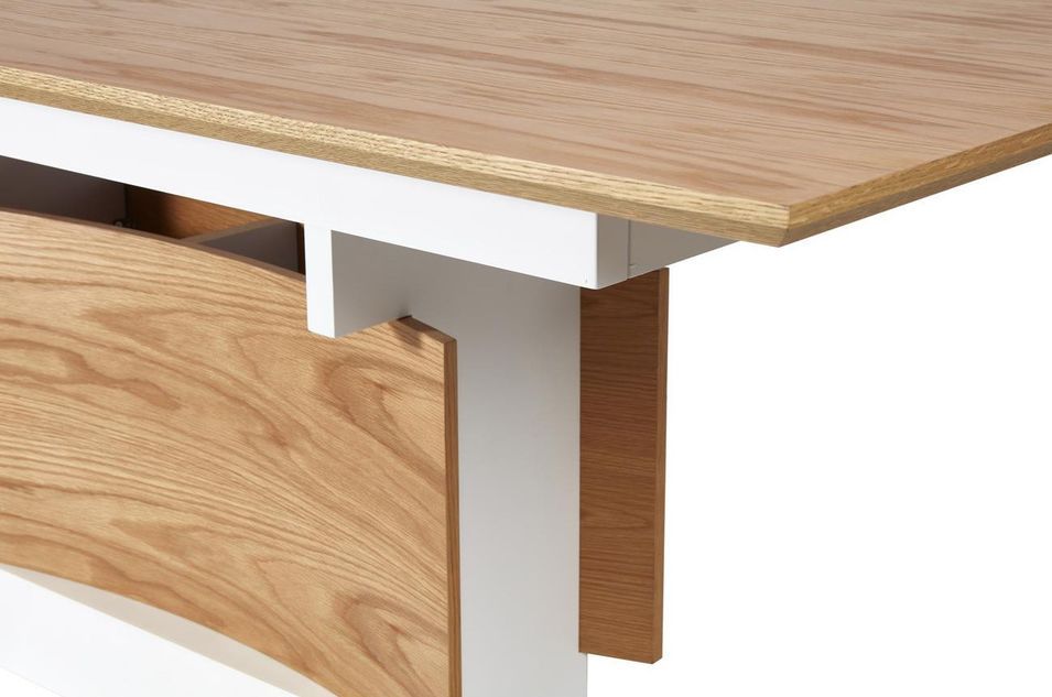 Table extensible bois chêne clair et laqué blanc Yaga 180/230 cm - Photo n°5