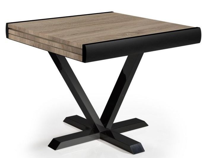 Table extensible bois chêne clair et métal noir Handle 90/180 cm - Photo n°1