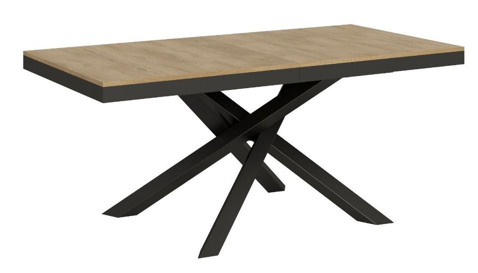 Table extensible bois clair et cadre anthracite 180/284 cm Klass - Photo n°1