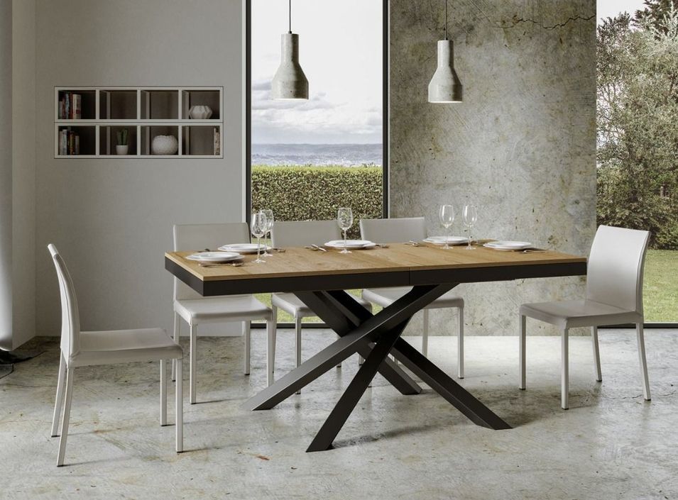 Table extensible bois clair et cadre anthracite 180/440 cm Klass - Photo n°2