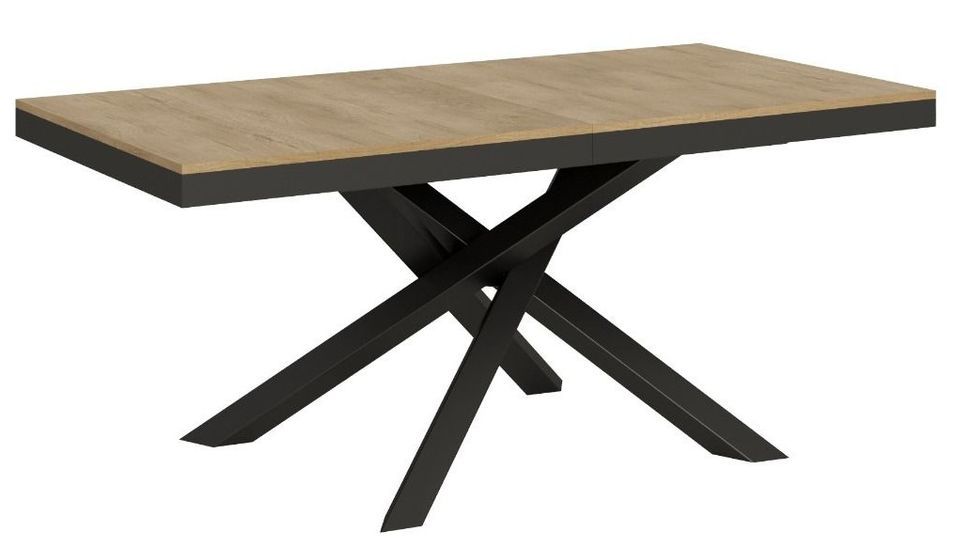 Table extensible bois clair et cadre anthracite 180/440 cm Klass - Photo n°1