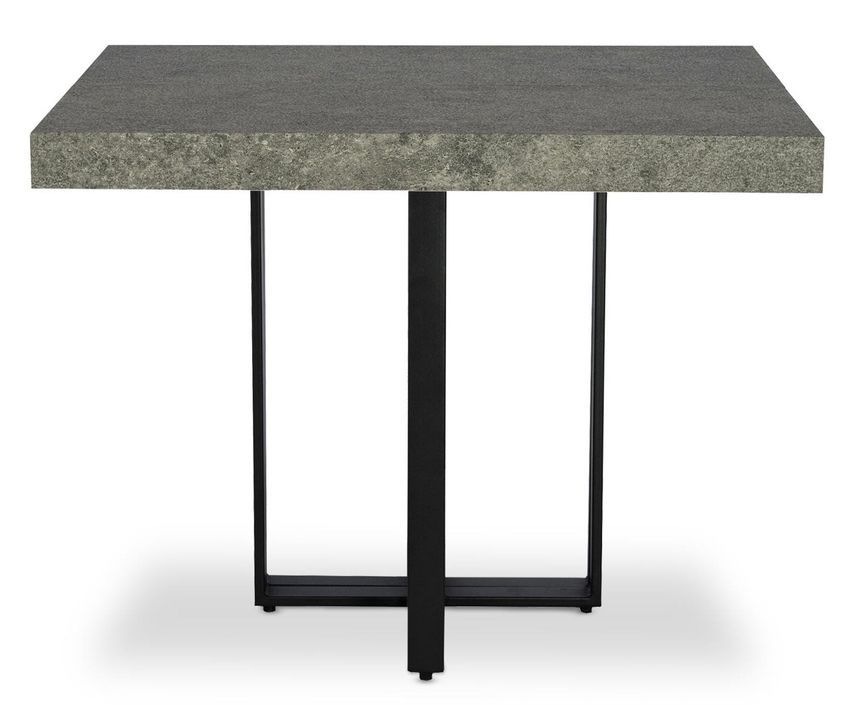 Table extensible bois effet béton et pieds métal noir Tessa 90/240 cm - Photo n°2