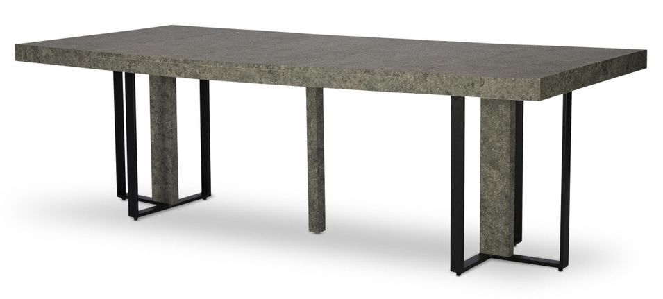 Table extensible bois effet béton et pieds métal noir Tessa 90/240 cm - Photo n°3