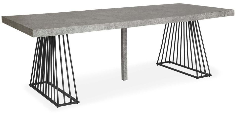 Table extensible bois gris et pieds métal noir 4 à 10 personnes L 100 à 240 cm Loïs - Photo n°3