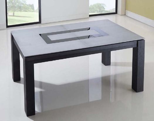 Table extensible bois gris métalisé et noir Menior - Photo n°1