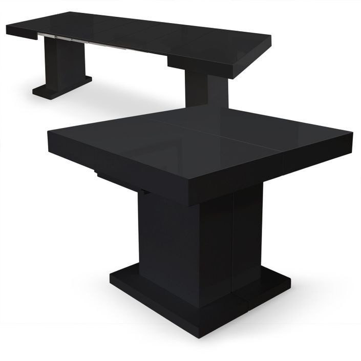 Table extensible bois laqué noir Klassi 100/250 cm - Photo n°2
