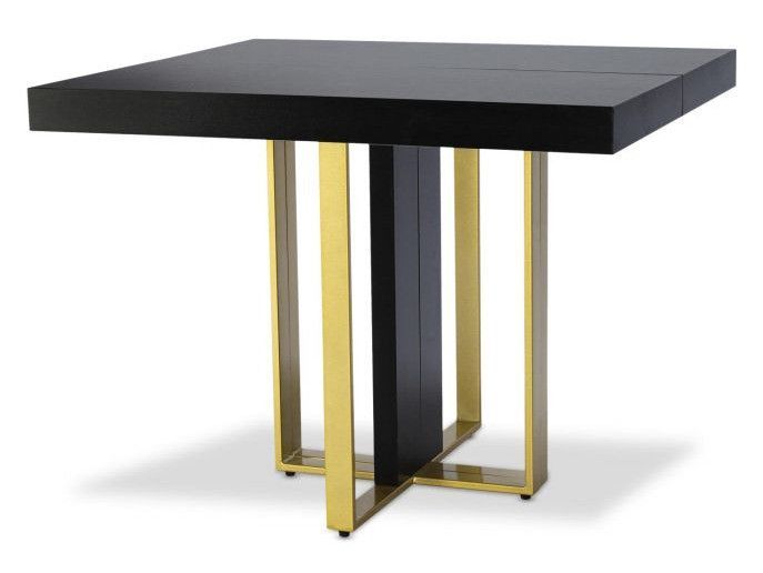 Table extensible bois noir et pieds métal doré Tessa 90/240 cm - Photo n°1