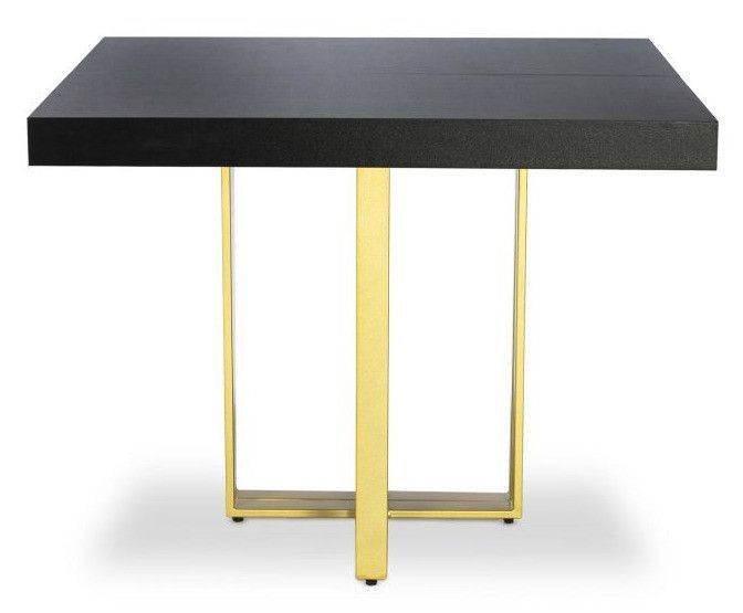 Table extensible bois noir et pieds métal doré Tessa 90/240 cm - Photo n°2