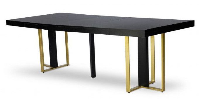 Table extensible bois noir et pieds métal doré Tessa 90/240 cm - Photo n°3