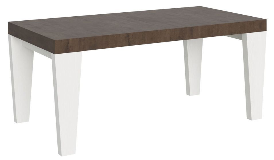 Table extensible bois noyer et pieds bois blanc 6 à 20 places Kristo 180 à 440 cm - Photo n°1