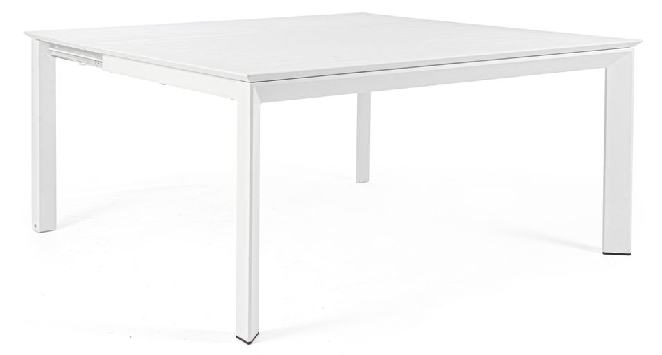 Table extensible de jardin carrée aluminium blanc Koni 110/160 cm - Photo n°1