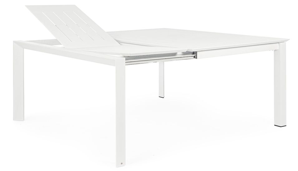 Table extensible de jardin carrée aluminium blanc Koni 110/160 cm - Photo n°2