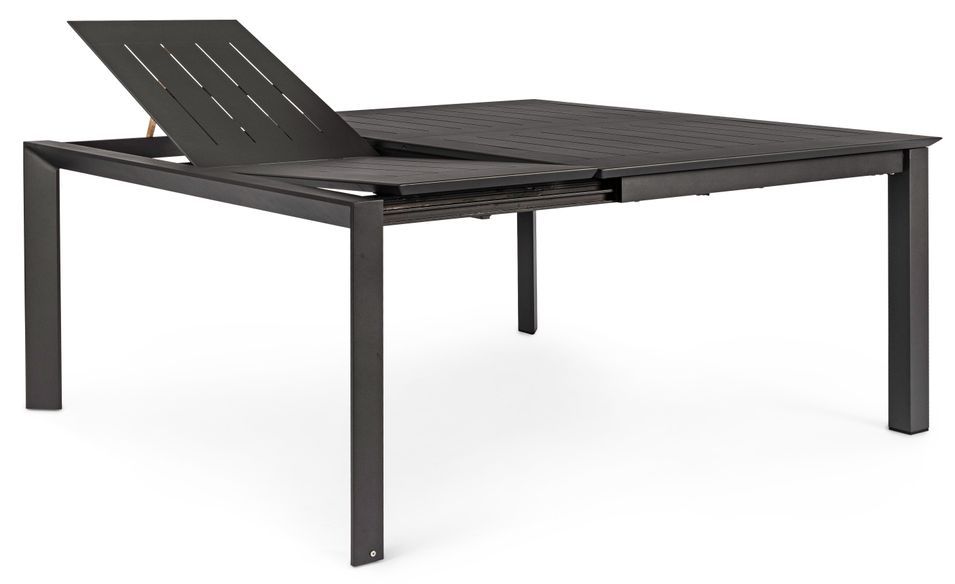 Table extensible de jardin carrée en aluminium anthracite Koni 110/160 cm - Photo n°2