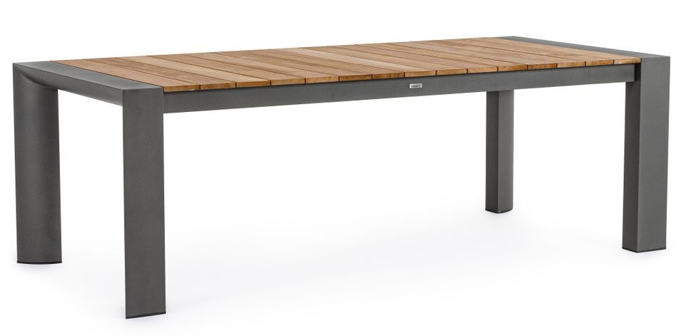 Table extensible de jardin haut de gamme bois de teck aluminium anthracite Kamera 228/261/294 cm - Photo n°1