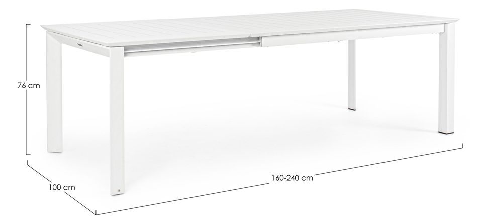 Table extensible de jardin rectangulaire aluminium blanc Koni 160/240 cm - Photo n°8