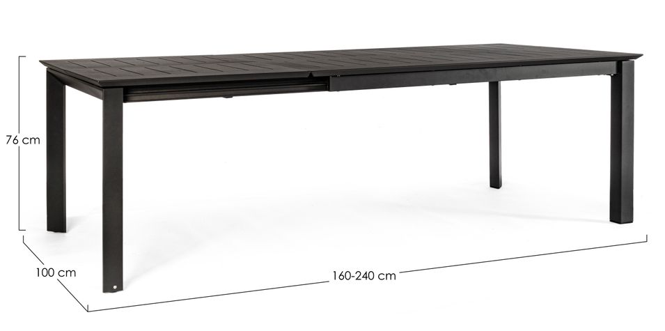 Table extensible de jardin rectangulaire en aluminium anthracite Koni 160/240 cm - Photo n°8