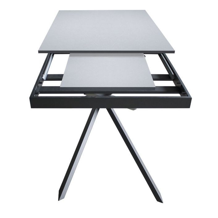 Table extensible design 160 à 220 cm bois foncé et pieds entrelacés métal anthracite Gary - Photo n°9