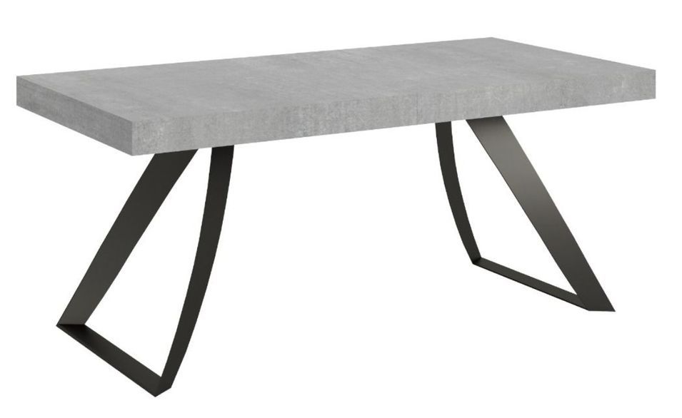 Table extensible design 8 à 20 personnes gris et pieds métal incurvés anthracite L 180 à 440 cm Volta - Photo n°1