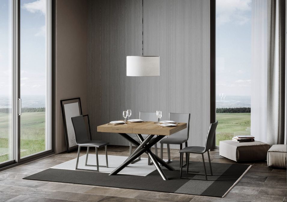 Table extensible design avec pieds arrondis entrelacés anthracite Zeus - Photo n°3