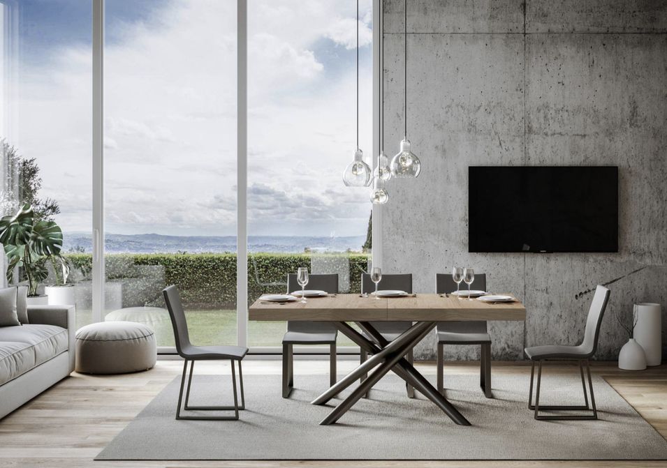 Table extensible design pieds arrondis entrelacés anthracite Zeus - Photo n°6