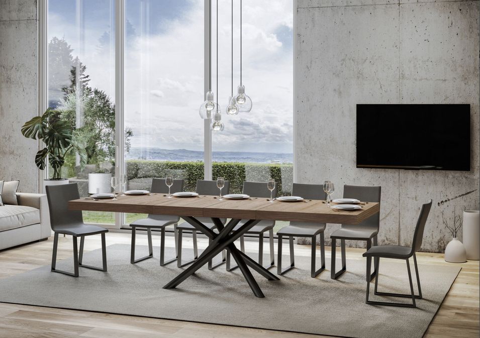 Table extensible design pieds arrondis entrelacés anthracite Zeus - Photo n°7