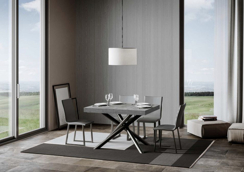 Table extensible design pieds arrondis entrelacés anthracite Zeus - Photo n°2