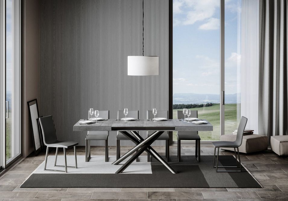 Table extensible design pieds arrondis entrelacés anthracite Zeus - Photo n°3