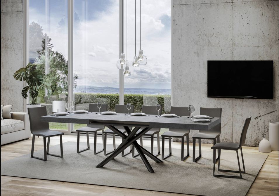 Table extensible design avec pieds arrondis entrelacés anthracite Zeus - Photo n°3