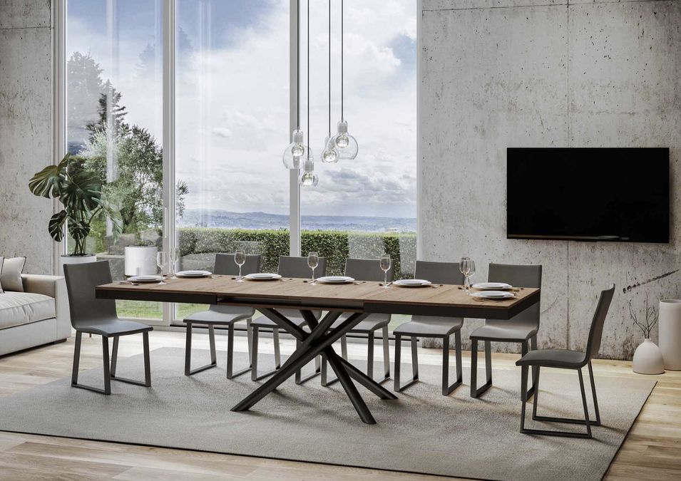 Table extensible design avec pieds arrondis entrelacés anthracite Zeus evolution - Photo n°6