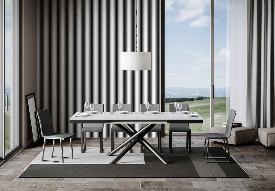 Table extensible design avec pieds arrondis entrelacés anthracite Zeus evolution - Photo n°2