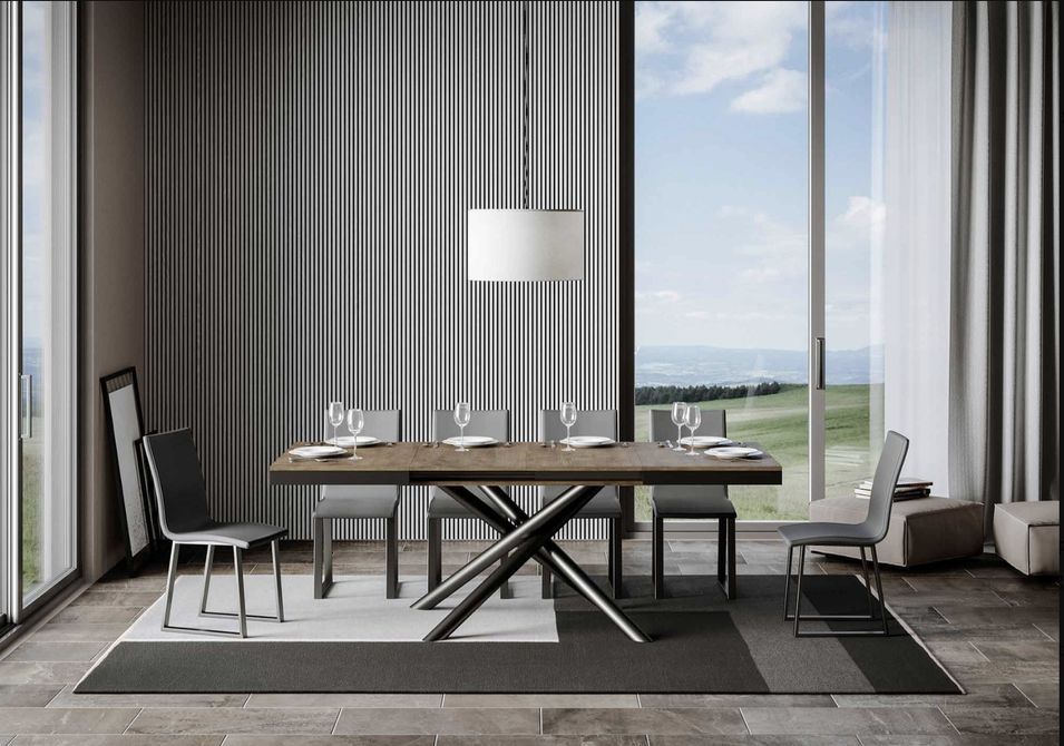 Table extensible design avec pieds arrondis entrelacés anthracite Zeus evolution - Photo n°2