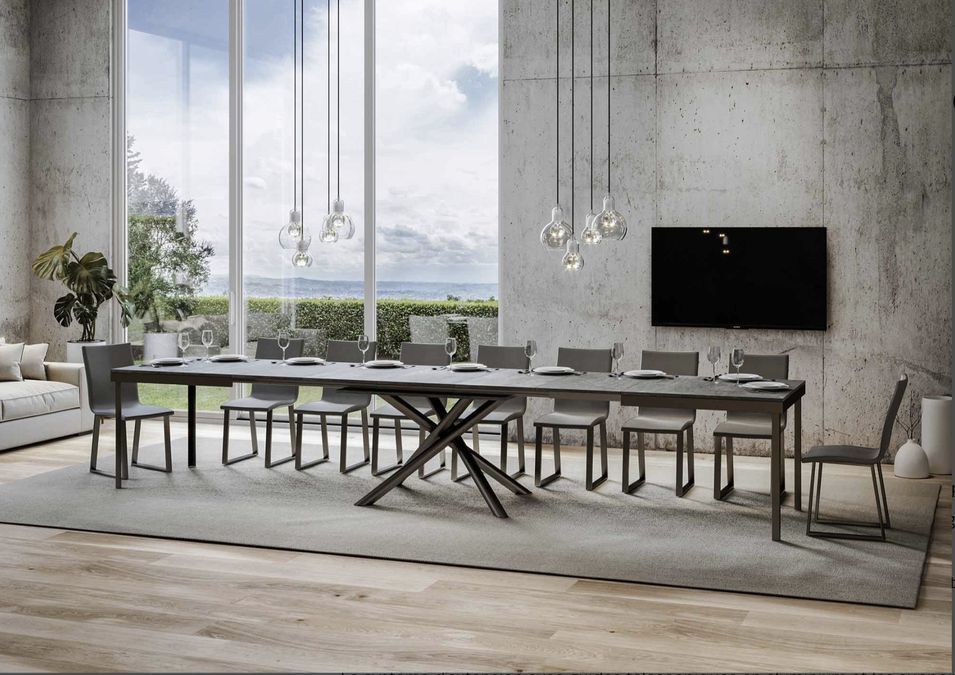 Table extensible design avec pieds arrondis entrelacés anthracite Zeus evolution - Photo n°2