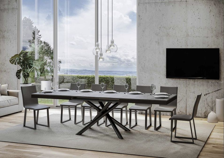 Table extensible design avec pieds arrondis entrelacés anthracite Zeus evolution - Photo n°3