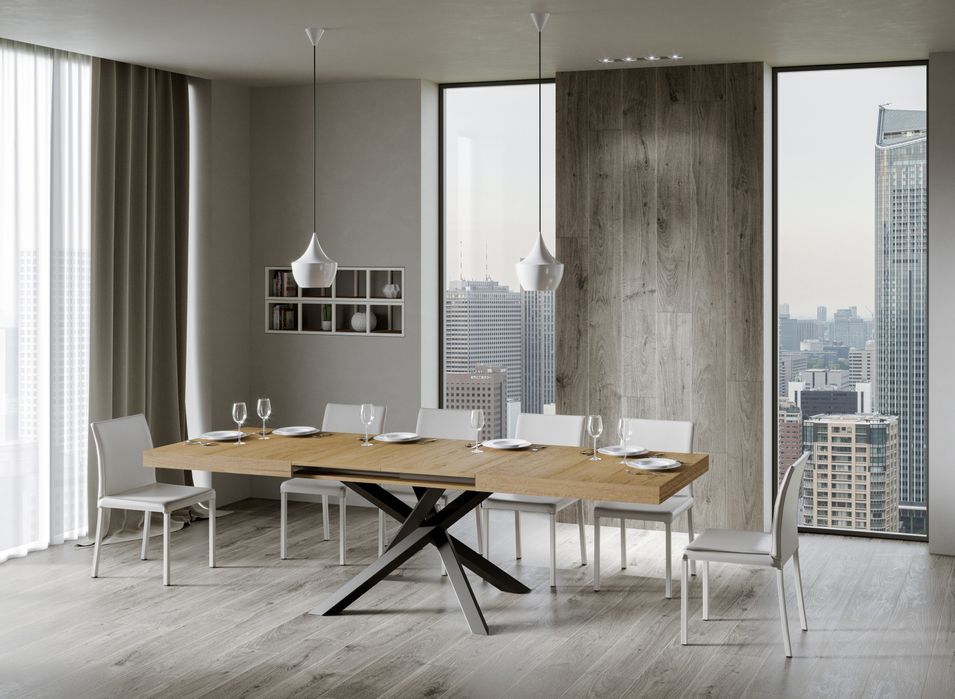 Table extensible design avec pieds entrelacés anthracite Artemis - Photo n°4