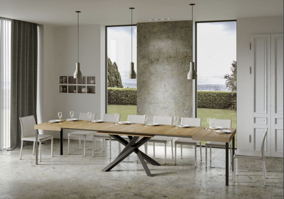 Table extensible design avec pieds entrelacés anthracite Artemis - Photo n°6