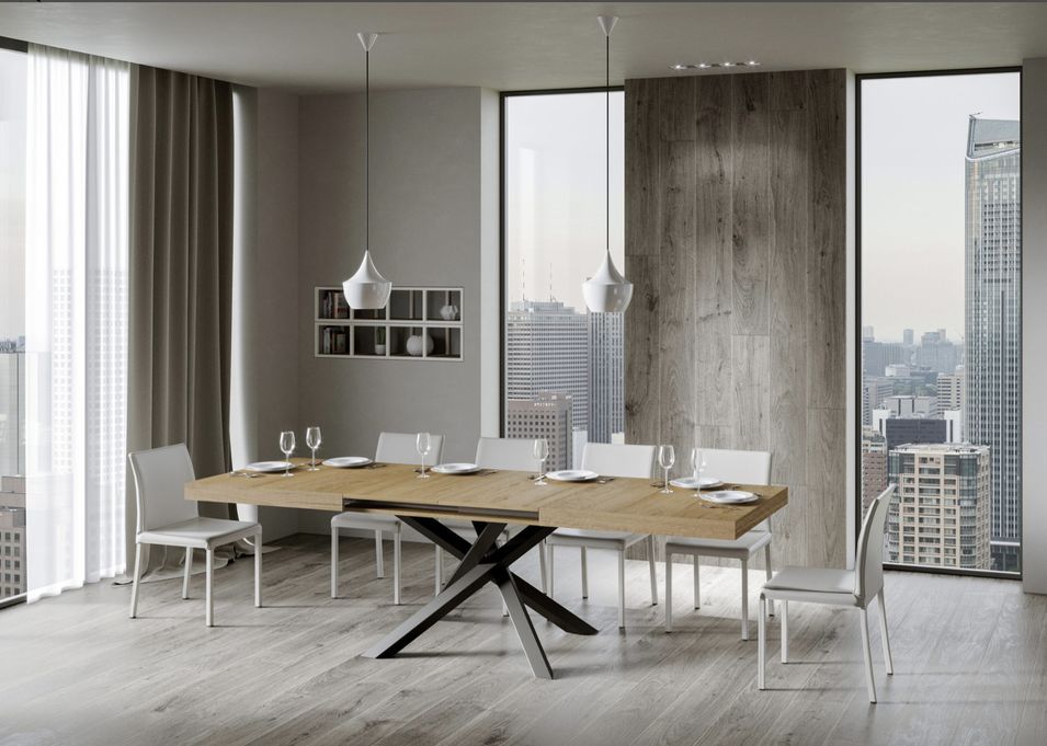 Table extensible design avec pieds entrelacés anthracite Artemis - Photo n°7