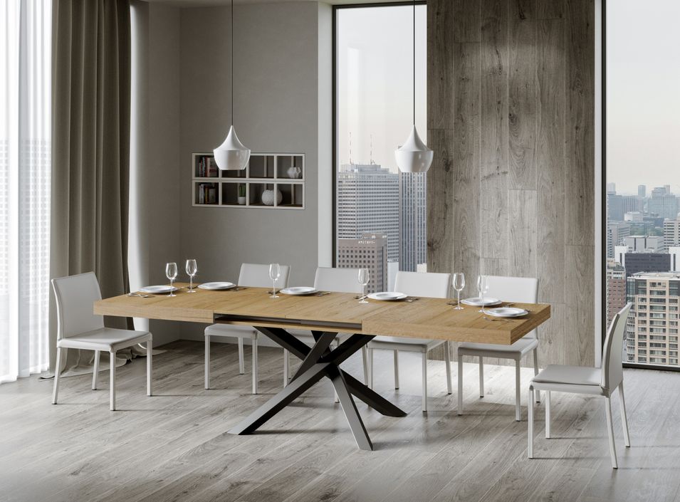 Table extensible design avec pieds entrelacés anthracite Artemis - Photo n°3