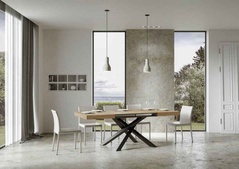 Table extensible design avec pieds entrelacés anthracite Artemis - Photo n°2