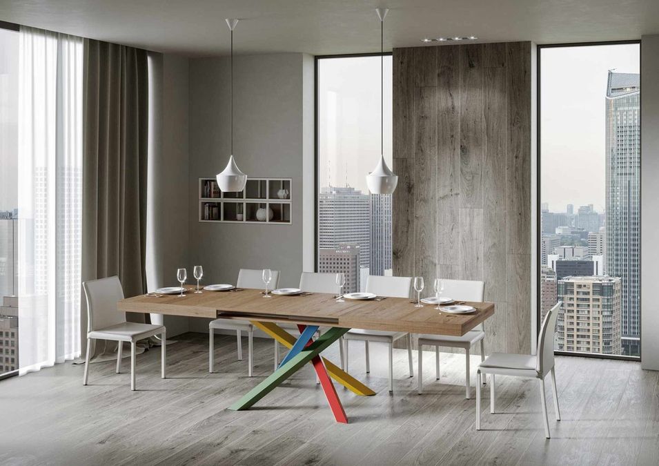 Table extensible design avec pieds entrelacés multicouleurs Artemis - Photo n°3