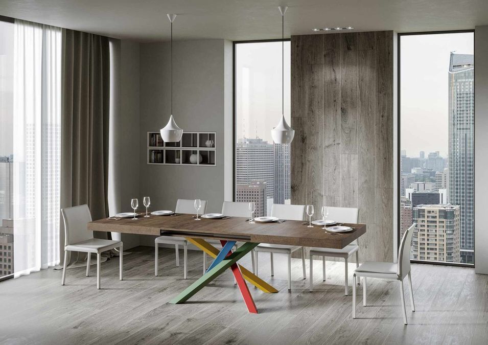 Table extensible design avec pieds entrelacés multicouleurs Artemis - Photo n°3