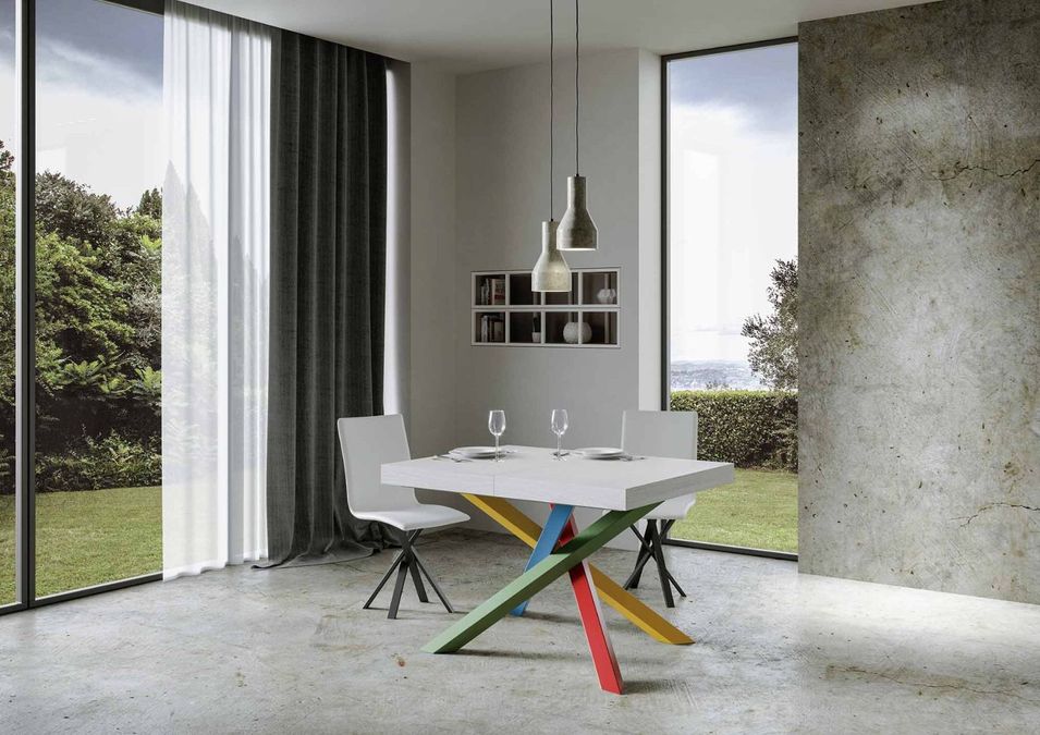 Table extensible design avec pieds entrelacés multicouleurs Artemis - Photo n°5