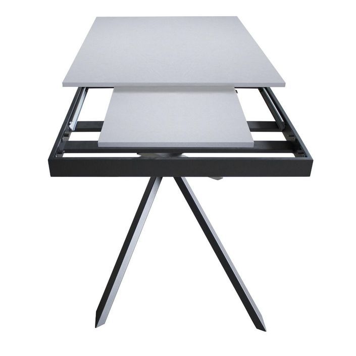 Table extensible design L 120 à 180 cm gris béton et pieds entrelacés métal anthracite Gary - Photo n°6